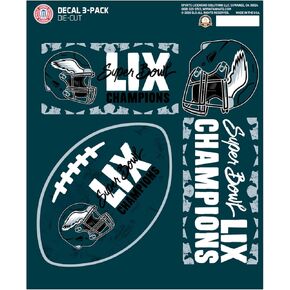 Fanmats Philadelphia Eagles Super Bowl LIX Champions 3-Piece UV Resistant Vinyl Decal Set - 3 Decal Sizes Vary - For Coolers, Notebooks, Laptops, and More - Show Your Birds Pride - Officially Licensed in Kuwait