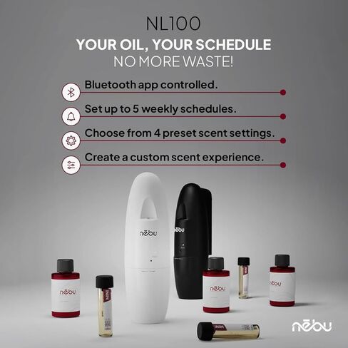 Nebu Luxury NL100 Waterless Scent Diffuser - Home & Office Aromatherapy System - Cold Air Nebulizing Technology Coverage up to 1,000 sq ft Hotel Collection Scent (White) in Saudi Arabia