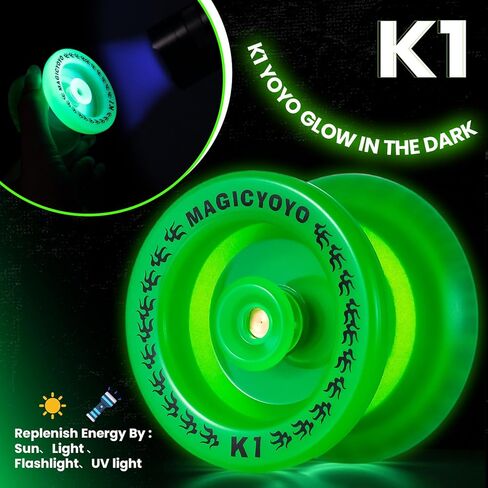 Pack of 3 Beginner Yoyos for Kids, MAGICYOYO K1-Plus Responsive Yoyos + 3 Yoyo Gloves, 3 Yoyo Bags, 18 Strings, All in A Gift Box - Blue +Red +Green in Kuwait