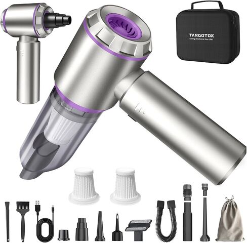 80،000 دورة في الدقيقة ، فراغ السيارة اللاسلكي والهواء Duster 4-in-1 High Power 20000Pa منفاخ/مضخة محمولة مع محرك بدون فرش ، 35 دقيقة وقت التشغيل ، 3 سرعة للمنزل/التخييم/شعر الحيوانات الأليفة (الأرجواني) in Kuwait