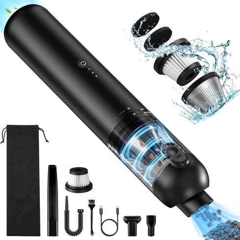 Handheld Vacuum Cordless, 16000pa Car Vacuum Cleaner High Power, 2 Speed Modes Mini Vacuum Cleaner with 2 Filters, Car Vacuum Portable Cordless with Air Blower for Home Office Pet Hair in Saudi Arabia