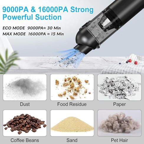 Handheld Vacuum Cordless, 16000pa Car Vacuum Cleaner High Power, 2 Speed Modes Mini Vacuum Cleaner with 2 Filters, Car Vacuum Portable Cordless with Air Blower for Home Office Pet Hair in Saudi Arabia