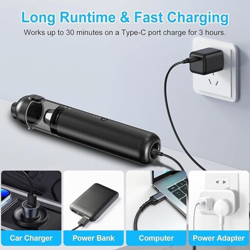 Handheld Vacuum Cordless, 16000pa Car Vacuum Cleaner High Power, 2 Speed Modes Mini Vacuum Cleaner with 2 Filters, Car Vacuum Portable Cordless with Air Blower for Home Office Pet Hair in Saudi Arabia