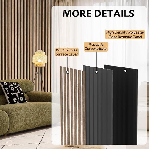 Wood Slat Panels for Wall 2-Piece 94.5"×11" Acoustic Panels for Interior Wall Decor 3D Fluted Sound Absorbing Panel - Natural Walnut in Kuwait
