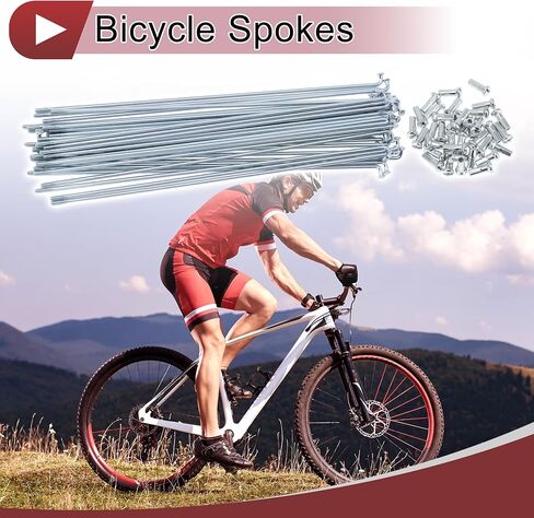 36 Set 13G Bicycle Spokes 195mm Bike Wheel Spokes Galvanized Carbon Steel Silver Tone in Saudi Arabia