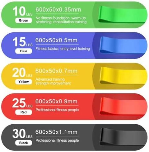 Resistance Bands Set with Carry Bag – 5 Strength Levels Exercise Loop Bands for Women & Men, Booty Bands for Legs & Glutes, Workout Bands for Home Gym, Yoga, Pilates & Physical Therapy in Saudi Arabia