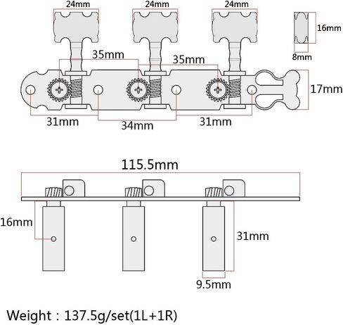 Alnicov Guitar 3L 3R Machine Heads Tuning Pegs Tuning Keys Tuners For Classical Guitar With Screws in Saudi Arabia
