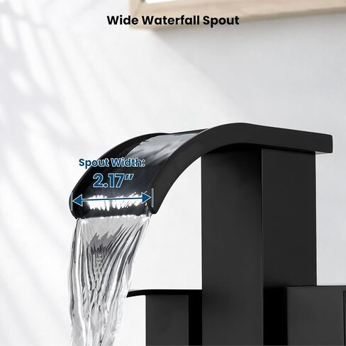 gotonovo Waterfall 4 Inch Centerset Bathroom Sink Faucet 2 Handle Basin Faucets 2 or 3 Hole Deck Mount with Pop Up Drain Included Lavatory Modern Mixer Tap Vanity Faucet Matte Black in Kuwait
