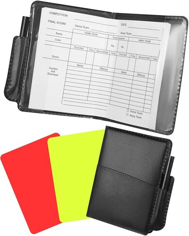 Bewudy Soccer Referee Cards Set, 2pcs Red and Yellow Cards with Record Paper Warning Referees Kit Wear-Resistant Referee Card for Soccer Volleyball Rugby Baseball for Coach Sports Accessories in Saudi Arabia