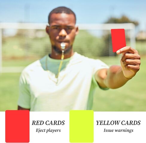 Bewudy Soccer Referee Cards Set, 2pcs Red and Yellow Cards with Record Paper Warning Referees Kit Wear-Resistant Referee Card for Soccer Volleyball Rugby Baseball for Coach Sports Accessories in Saudi Arabia