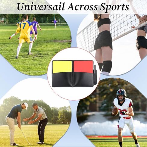 Bewudy Soccer Referee Cards Set, 2pcs Red and Yellow Cards with Record Paper Warning Referees Kit Wear-Resistant Referee Card for Soccer Volleyball Rugby Baseball for Coach Sports Accessories in Saudi Arabia