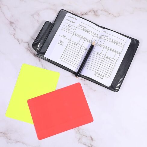Bewudy Soccer Referee Cards Set, 2pcs Red and Yellow Cards with Record Paper Warning Referees Kit Wear-Resistant Referee Card for Soccer Volleyball Rugby Baseball for Coach Sports Accessories in Saudi Arabia