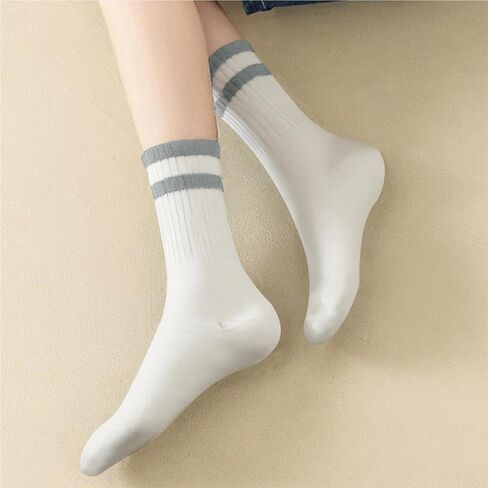 2/5/10 Pairs Comfy Running Athletic Socks Casual Striped Crew Socks for Men and Women in Saudi Arabia
