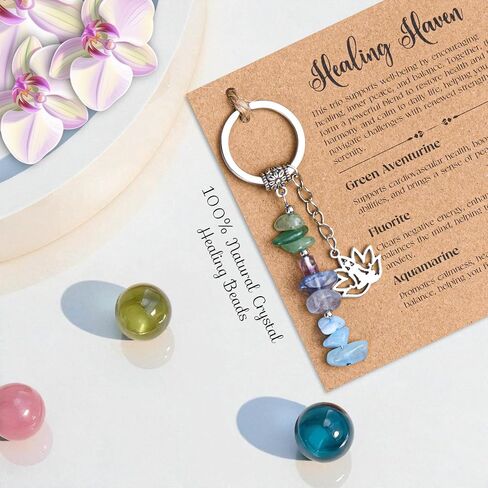 Crystal Keychain The Fortunekey - حظا سعيدا وإيجابية هدية مع شفاء البلورات | هدية ذات مغزى للنساء أو الأمهات أو الأصدقاء لإلهام الثقة والإيمان والقوة لأي مناسبة in Kuwait