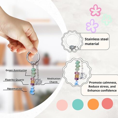 Crystal Keychain The Fortunekey - حظا سعيدا وإيجابية هدية مع شفاء البلورات | هدية ذات مغزى للنساء أو الأمهات أو الأصدقاء لإلهام الثقة والإيمان والقوة لأي مناسبة in Kuwait