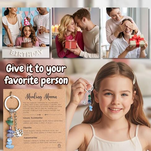 Crystal Keychain The Fortunekey - حظا سعيدا وإيجابية هدية مع شفاء البلورات | هدية ذات مغزى للنساء أو الأمهات أو الأصدقاء لإلهام الثقة والإيمان والقوة لأي مناسبة in Kuwait