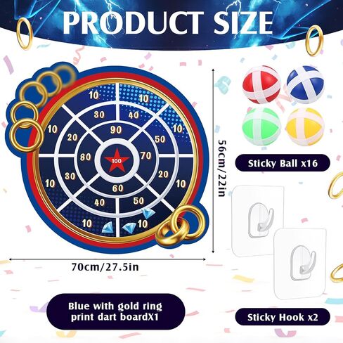 27.5 '' Board Boy Board for Kids Boys Toys Blue and Golden Rings Board مع كرات لزجة داخلية في الهواء الطلق ، لعبة حفلة عيد ميلاد للعب 3 4 5 6 7 8 9 10 11 12 سنة in Saudi Arabia