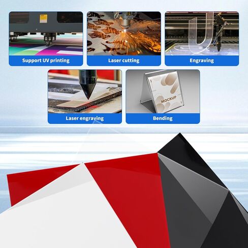 1/8 Thick Inch Acrylic Sheet for Laser Cutting, Engraving, Badges, UV Printed Signs, Home Decor, Crafts and Creative DIY Projects with Acrylic Protective Sheet (3, White, 8X8) in Saudi Arabia