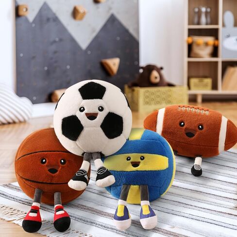 Cute Soccer Ball Plush Toy Pillow, Soft Stuffed Animal Sports Decor Gift for Boys Kids Room, Adorable Soccer Throw Pillow for Birthday (11 inch) in Kuwait