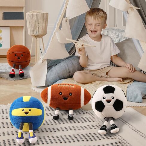 Cute Soccer Ball Plush Toy Pillow, Soft Stuffed Animal Sports Decor Gift for Boys Kids Room, Adorable Soccer Throw Pillow for Birthday (11 inch) in Kuwait