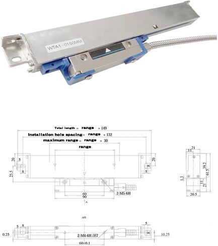 WTA1-500mm Linear Encoder TTL100mm-500mm Optical Ruler Electronic Ruler Milling Machine Lathe Digital Display Sensor(WTA1-0450mm-1um-TTL) in Saudi Arabia
