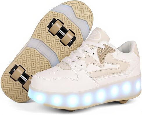 Ufatansy Roller Skates Shoes for Kids Girls Boys 4 Detachable Wheels Roller Sport Shoes 16 Modes Colorful LED Lights Rechargeable Fashion Sneakers Footwear Gifts in Kuwait