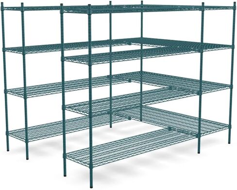 NSF 5 'X 5' Walk-in Relving Kit مع S-Hooks ، وحدة رف التخزين التجارية ، مجموعة أرفف منظم ، أرفف شاقة للتخزين ، مجموعات الرفوف (الايبوكسي الخضراء) in Kuwait