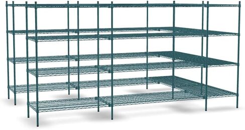 NSF 5 'X 5' Walk-in Relving Kit مع S-Hooks ، وحدة رف التخزين التجارية ، مجموعة أرفف منظم ، أرفف شاقة للتخزين ، مجموعات الرفوف (الايبوكسي الخضراء) in Kuwait