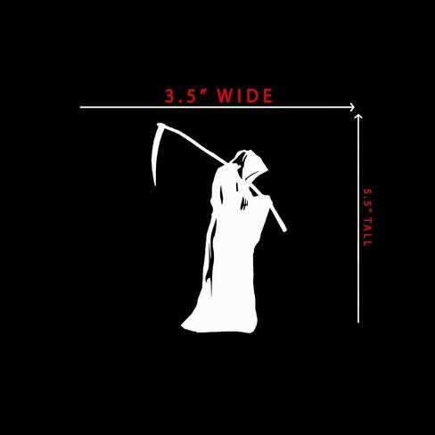 Grim Reaper Sticker Decal Notebook Car Laptop 3.5"x5.5" (White) in Saudi Arabia