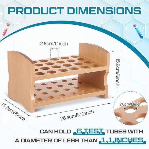 2 Pcs Wooden Test Tube Rack Accommodates 12 Tubes up to 28mm 10.2" Wide Laboratory Premium Wood Construction Test Tube Holder in Saudi Arabia