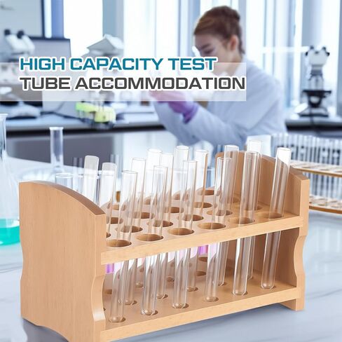 2 Pcs Wooden Test Tube Rack Accommodates 12 Tubes up to 28mm 10.2" Wide Laboratory Premium Wood Construction Test Tube Holder in Saudi Arabia