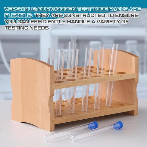 2 Pcs Wooden Test Tube Rack Accommodates 12 Tubes up to 28mm 10.2" Wide Laboratory Premium Wood Construction Test Tube Holder in Saudi Arabia