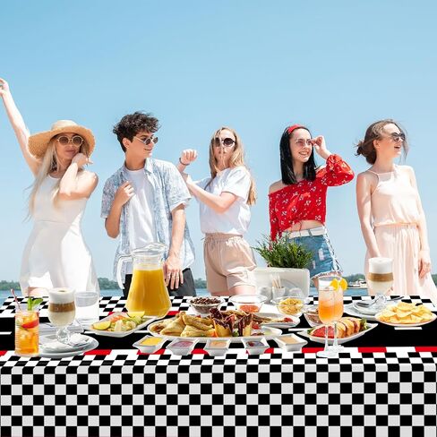 WNINK 2 Pack Red Gingham Tablecloth Rectangular Red and White Checkered Tablecloths Disposable Plastic Red Plaid Table Cover for Parties, Christmas, Outdoor Picnic, Birthday, Wedding, Camping 54 × 108 in Saudi Arabia