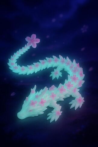ثلاثي الأبعاد المطبوع Cherry Blossom Dragon - 11.8 بوصة واقعية Dragon Dragon Toy ، ديكور المكتب وتجميع (وردي أبيض) in Saudi Arabia