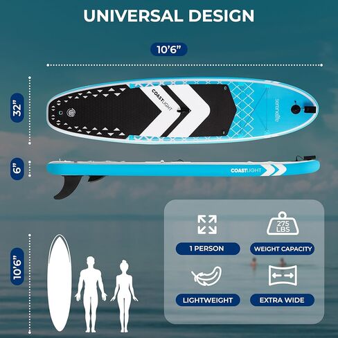 يشمل Serenelife 10'6 "لوحة مجداف قابلة للانفخام مع مصابيح LED-32" تصميم مستقر واسع مع لوحة سطح السفينة غير المنقولة ، تشمل ملحقات SUP متميزة ، للشباب والبالغين ، 275 رطلاً. سعة in Saudi Arabia