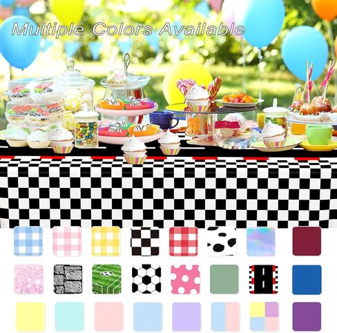 WNINK 2 Pack Red Gingham Tablecloth Rectangular Red and White Checkered Tablecloths Disposable Plastic Red Plaid Table Cover for Parties, Christmas, Outdoor Picnic, Birthday, Wedding, Camping 54 × 108 in Saudi Arabia