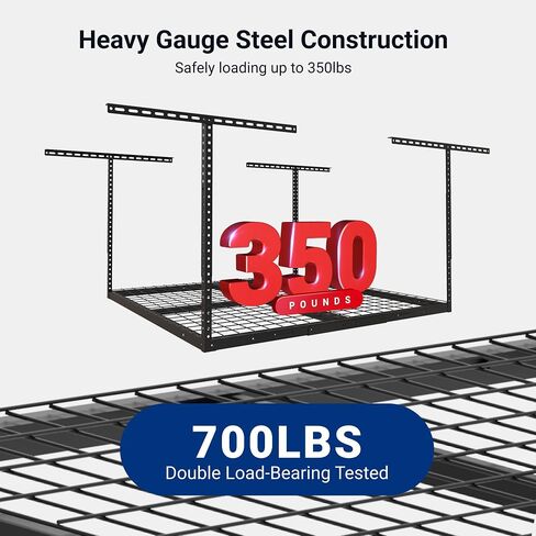 FLEXIMOUNTS 3x4FT Garage Storage Rack Overhead, Adjustable Ceiling Storage Racks, Metal Garage Organization System with 275LBS Weight Capacity(Black) in Kuwait