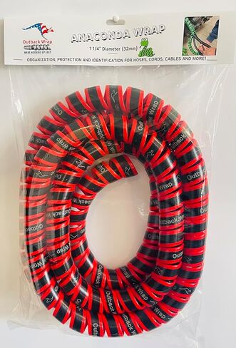 Anaconda Hydraulic Hose Management Protector and Tagging Wraps for Farming and Agriculture Equipment, Tractors, Harvesters, Planters, and Sprayers-32mm Diameter- 10 Foot (Red) in Kuwait