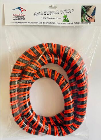Anaconda Hydraulic Hose Management Protector and Tagging Wraps for Farming and Agriculture Equipment, Tractors, Harvesters, Planters, and Sprayers-32mm Diameter- 10 Foot (Red) in Kuwait