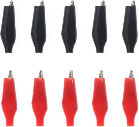 10 PCS Micro Clips مع غطاء عزل وقائي ، مقاطع التمساح متعددة المتقلب أسود مشبك اختبارات كهربائية ناعمة أسود للاختبار الكهربائي ، اتصال الدائرة ، (28 × 35 مم) in Kuwait