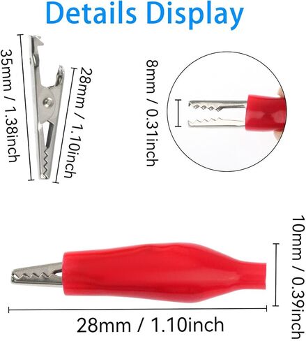 10 PCS Micro Clips مع غطاء عزل وقائي ، مقاطع التمساح متعددة المتقلب أسود مشبك اختبارات كهربائية ناعمة أسود للاختبار الكهربائي ، اتصال الدائرة ، (28 × 35 مم) in Kuwait