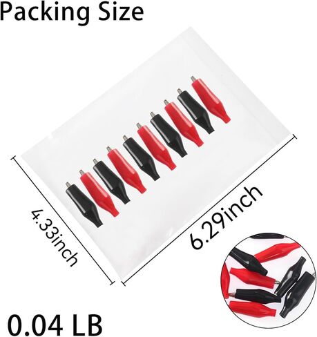 10 PCS Micro Clips مع غطاء عزل وقائي ، مقاطع التمساح متعددة المتقلب أسود مشبك اختبارات كهربائية ناعمة أسود للاختبار الكهربائي ، اتصال الدائرة ، (28 × 35 مم) in Kuwait