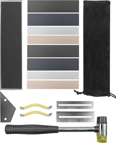 16 Piece Guitar Luthier Tool Set Fit for Electric Guitar Acoustic Guitar Bass Ukulele Include Fret Rocker, Fret Rubber Hammer, Fret Leveling Beam, Fingerboard Guards, String Spreaders, Sandpaper in Saudi Arabia