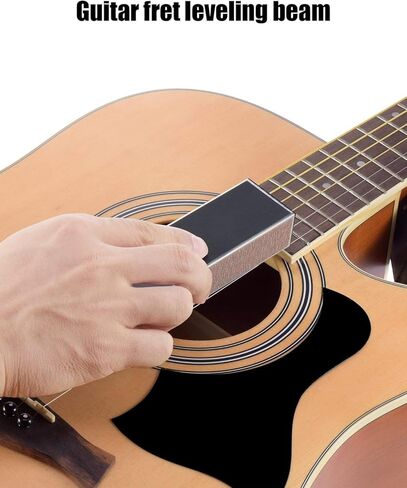 16 Piece Guitar Luthier Tool Set Fit for Electric Guitar Acoustic Guitar Bass Ukulele Include Fret Rocker, Fret Rubber Hammer, Fret Leveling Beam, Fingerboard Guards, String Spreaders, Sandpaper in Saudi Arabia