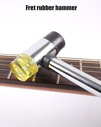 16 Piece Guitar Luthier Tool Set Fit for Electric Guitar Acoustic Guitar Bass Ukulele Include Fret Rocker, Fret Rubber Hammer, Fret Leveling Beam, Fingerboard Guards, String Spreaders, Sandpaper in Saudi Arabia
