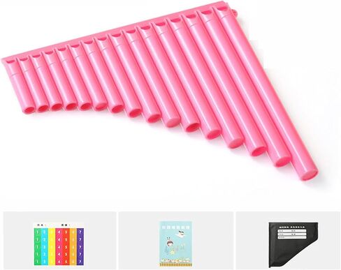 Generic Pan Flute 16 Pipe C Key, Teaching Traditional Portable Panpipe Musical Instrument for Music Lover Performance Musical Gift, Pink in Saudi Arabia