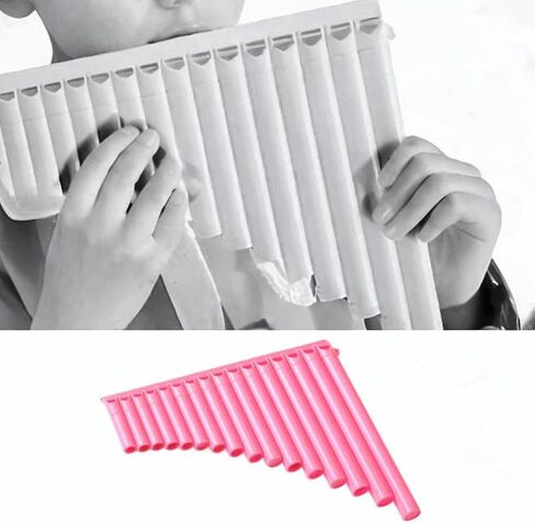 Generic Pan Flute 16 Pipe C Key, Teaching Traditional Portable Panpipe Musical Instrument for Music Lover Performance Musical Gift, Pink in Saudi Arabia