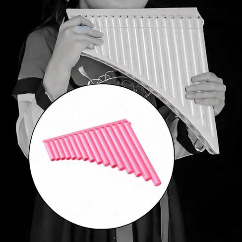 Generic Pan Flute 16 Pipe C Key, Teaching Traditional Portable Panpipe Musical Instrument for Music Lover Performance Musical Gift, Pink in Saudi Arabia