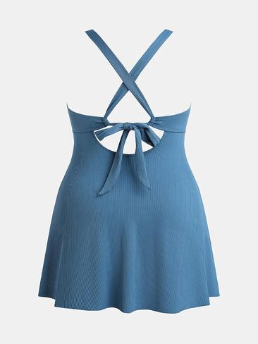 Cupshe Plus Size Women's One Piece Swimsuit v الرقبة ملابس السباحة فستان Crisscross ذاتي الباحة بدلة السباحة التدفق in Kuwait