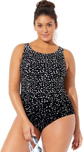 Swimsuits For All Women's Plus Size Tummy Control Chlorine Resistant High Neck One Piece Swimsuit in Saudi Arabia